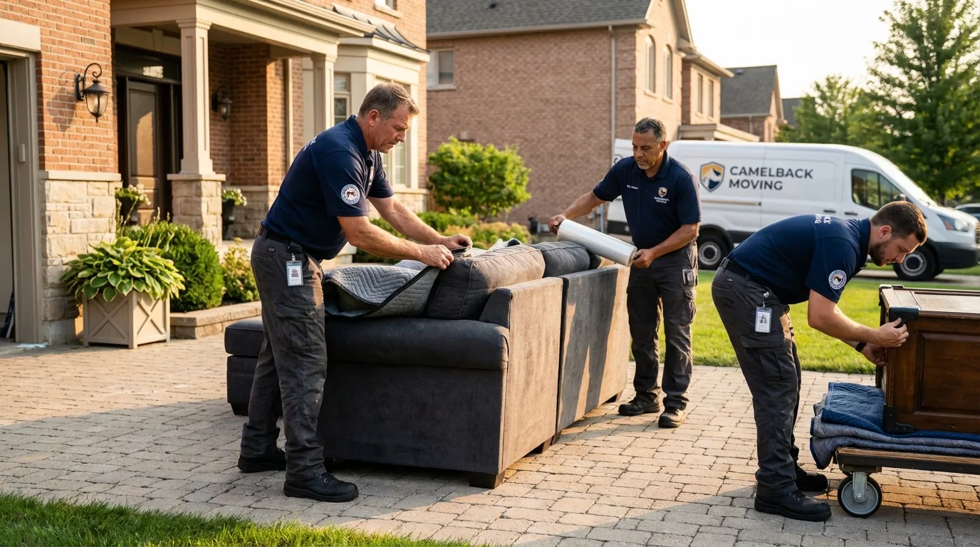 Large estate moving crew wrapping furniture in Willow Creek, CA