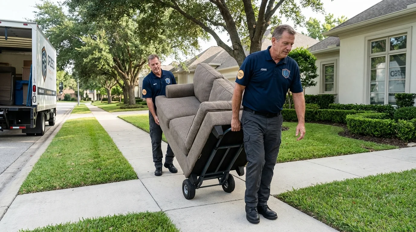 Local residential moving crew loading furniture in Willow Creek, CA